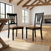 Solid Wood Dining Chairs Traditional-Style with Wood Seat Set of by Furnifact – Wood, Black/Brown, Pack of 2