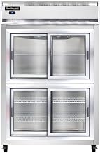 2RS-SS-SGD-HD Two Section Sliding Glass Door Refrigerator, Shallow Depth, Full Stainless & Half-Height Doors