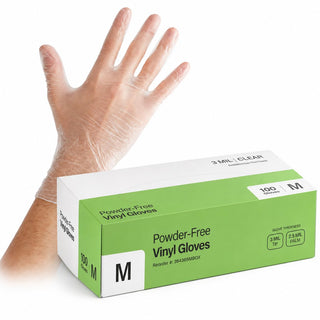 Powder-Free Disposable Clear Vinyl Gloves 3 Mil Medium by Glownary – Large, Vinyl, Blue, Pack of 1000, Model 394365mcase