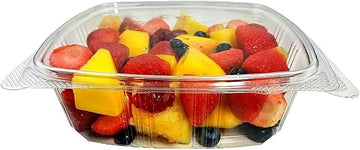 Koda Cup 48 oz. (3/4 Gallon-Size) RPET Clear Plastic Hinged Lid Deli Meal Prep Fruit Salad Display Food Storage Containers...