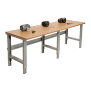Extra Long Adjustable Height Workbench by Global Industrial – 36"L x 96"W x 3"H, Steel, Gray, Model 183172