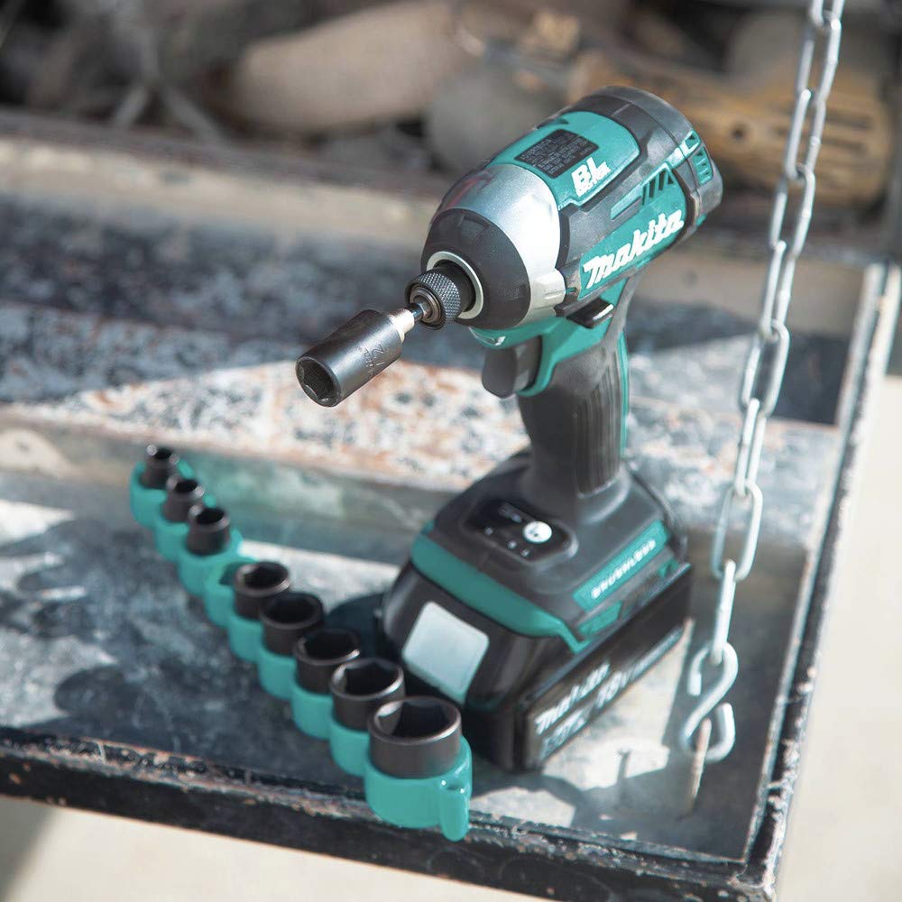 Impact XPS® 10 Pc. 3/8" Drive 6-Point SAE Impact Socket Set w/Standard Socket Adapter by Makita – One Size, Alloy Steel, Teal, Model E-01672