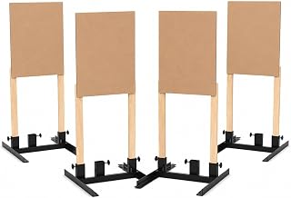 Steel Target Stand Base for Paper Targets 4 Pack Adjustable Width 8 to 24 Inch Includes Cardboard Targets 4 Count