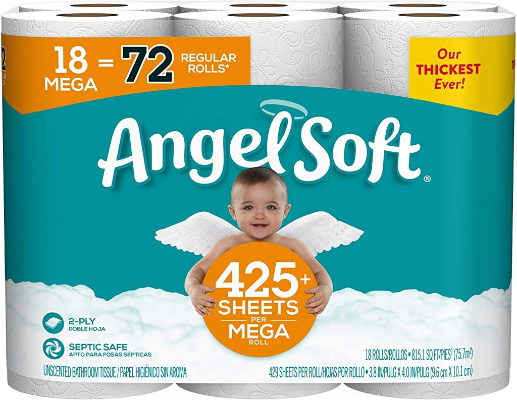 Toilet Paper by Angel Soft – 18 Count (Pack of 1), Paper,Plastic,Resin, white, Model 792675
