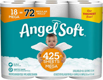Toilet Paper by Angel Soft – 18 Count (Pack of 1), Paper,Plastic,Resin, white, Model 792675