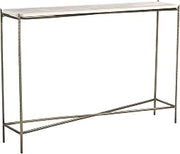 Starlight Canyon Home Travertine and Iron Console Table with Four-Leg Base, Entryway Table Sofa Table Foyer Table Hallway Table Entry Table, Ivory, Brass