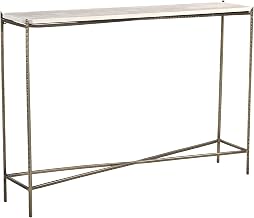 Starlight Canyon Home Travertine and Iron Console Table with Four-Leg Base, Entryway Table Sofa Table Foyer Table Hallway Table Entry Table, Ivory, Brass