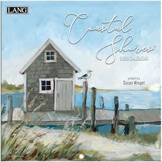 Lang, Coastal Shores 2026 Mini Wall Calendar, 7'' X 7'', 12-Month Calendar with Stapled Binding