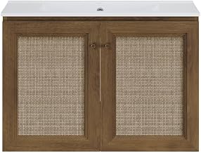 Swiss Madison Classe 30" Wall-Mounted Bathroom Vanity in Brown Oak with Single Faucet Hole Vanity Top