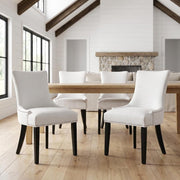 Faux Leather Upholstered Dining Chairs Set of by Furnifact – Faux Leather, White, Pack of 4