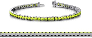 Peridot 2mm Channel Set Tennis Bracelet 2.98 ctw 14K White Gold