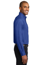 Men's Tall Long Sleeve Easy Care Button-Down Shirt by Port Authority – Steel, Royal/ Classic Navy, Model SNM-342052