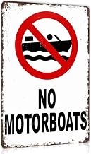 No Motorboats Warning Metal Sign 8x12 Inch for Lakeside Dock Decor