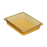 2 1/2" Deep H-Pan 1/2 Size Amber High Heat Food Pan by Cambro – 13", Plastic, Yellow, Model 22HP150