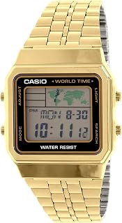 Casio A500WGA-1D Men's Vintage Collection Gold Tone Alarm Chronograph World Time Digital Watch