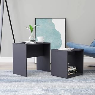 Stackable Rectangular Coffee Table Gray Engineered Wood - Modern Small Side Tables for Living Room, Coffee, Dining, Tea, and Simple Furniture | Mesa, Coffeetable