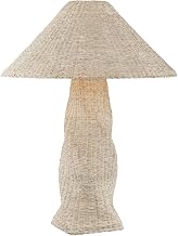 Troy Lighting Zaire Table Lamp | Patina Brass Hardware | Whitewashed Sea Grass Woven Base and Shade | Organic Coastal Accent Lamp | Textural Sculptural Design | 24" W x 31.5" H | PTL1132-PBR