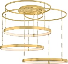 Chiasso 3-Light 56" Chandelier | Vintage Polished Brass with White Acrylic Diffusers | Grand Geometric Ring Chandelier for Dining Room or Entryway | Statement Fixture | 537-56-VPB