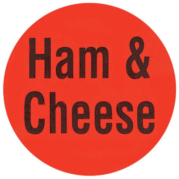 Ham Cheese Labels Red Deli Dot Packaging Labels Black Imprint - 1"Dia 1000 Per Roll by HUBERT – 1 inch, Paper, Red, Pack of 1000, Model 27444