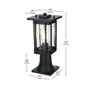 Melvale One Light Outdoor Post Mount Black by Lighting Design – 12", Iron, Black, Model OD322P16BK
