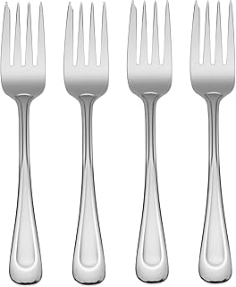 Oneida Satin Sand Dune Salad Forks Silverware Set for 4, Flatware | satin finish, dishwasher safe | cutlery set for kitchen and dining, utensil set, rust resistant, wedding silverware