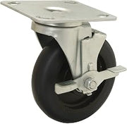 Global Industrial 5" Polyurethane Wheel, Medium Duty Swivel Plate Caster with Brake, 250 Lb. Capacity