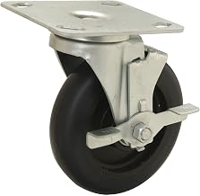 Global Industrial 5" Polyurethane Wheel, Medium Duty Swivel Plate Caster with Brake, 250 Lb. Capacity