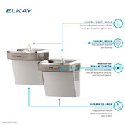 Versatile Cooler Wall Mount Bi-Level by Elkay – Sensor-Activated, Stainless Steel, Light Gray Granite, Model EZOOSTL8LC