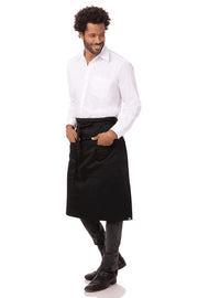 Unisex Reversible Server Apron by Chef Works – One Size, Polycotton, Black, Model REVF24