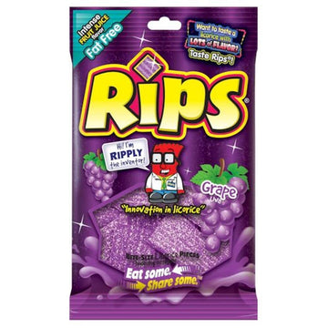 Rips Bite Size Grape Licorice Pieces by The Foreign Candy Company, Inc. – 4 Ounces, Pack of 12