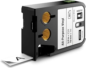 DYMO XTL All-Purpose Vinyl Labels 1/2" x 23' Black on White