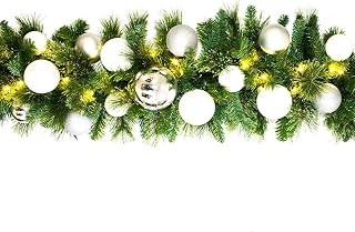 9 ft. Blended Pine Decorated with The Iceland Ornament Collection Pre-Lit with LEDs Garland Warm White