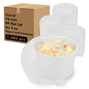 Karat C-KDL76-PP 4 oz PP Food Container Flat Lids (Case of 1000)