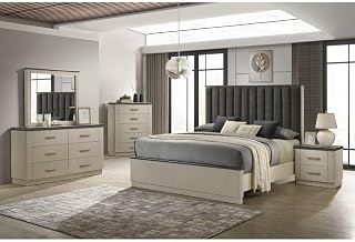 Casey Cream/Charcoal 5-Piece Bedroom Set, Queen