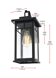 Mercer One Light Outdoor Wall Sconce Black by Lighting Design – Iron, Black, Model OD313W16BK
