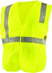 OccuNomix ECO-IS-Y2X High Visibility Value Solid Standard Hook & Loop Safety Vest, Class 2, 100% ANSI Polyester Tricot, 2X-Large, Yellow