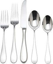 Reed & Barton Dalton 5Pc Flatware Place Setting, 5 Piece, Silver | silver, dishwasher safe | includes knives, forks, and spoons | heavy duty, cutlery set for kitchen and dining, utensil set
