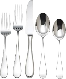 Reed & Barton Dalton 5Pc Flatware Place Setting, 5 Piece, Silver | silver, dishwasher safe | includes knives, forks, and spoons | heavy duty, cutlery set for kitchen and dining, utensil set