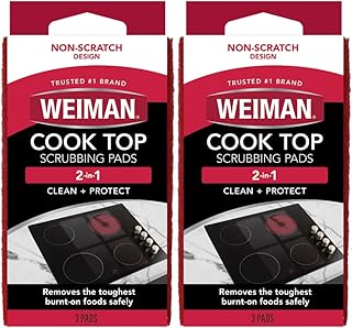 Weiman 6 Count Cooktop Scrubbing Pads, Removes Burnt-on Food, Scratch Free