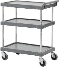HUBERT Charcoal Grey Plastic 3-Shelf Cart - 29 1/4"L x 17"W x 35 1/4"H