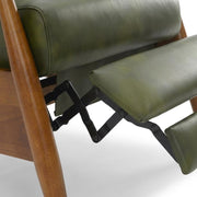 Leather-Gel Wood-Arm Push-Back Recliner Chair by Furnifact – 30 x 34 x 42.5 inches, Hardwood and plywood frame construction, Leather Gel, Green