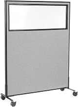 Global Industrial 48-1/4"W x 63" H Mobile Office Partition Panel with Partial Window, Gray