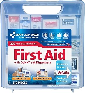 First Aid Only QuickTreat First Aid Kits, 370 Pieces, Clear/Blue (91407)