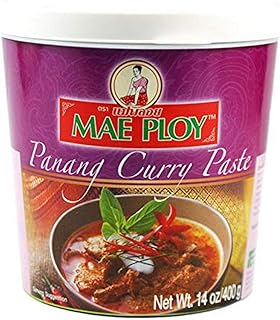 Mae Ploy Panang Curry Paste 400 g | Authentic aromatic Panang curry seasoning paste. Medium jar size ideal for rich peanut style curry beef chicken pork