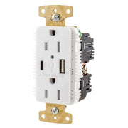 Outdoor USB Charging Outlet Weather Resistant WR TR-White (15 amps) by Hubbell – Copper, White, Model USB15AC5WWR