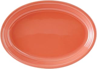 Tuxton BNH-1552 Vitrified China Oval Platter, Coupe, 15-5/8", Cinnabar (Pack of 6),