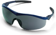 MCR Safety ST122 Storm Ratchet Bayonet Temple Single Lens Glasses Blue Frame and Gray Lens, 1-Pair