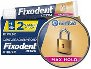 Fixodent Ultra Max Hold Denture Adhesive, 2.2 Oz (Pack of 12)