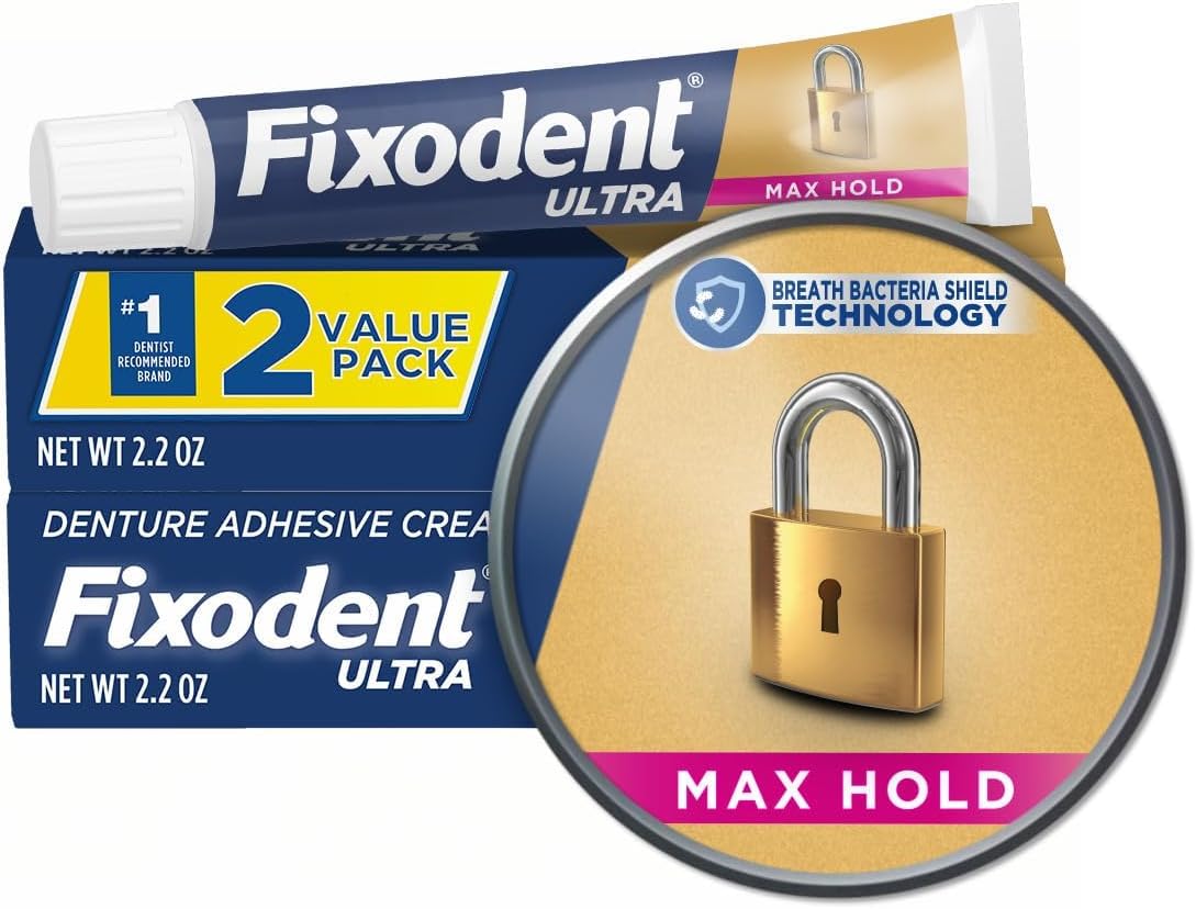 Ultra Max Hold Denture Adhesive by Fixodent – 2.2 Ounce (Pack of 12), Red, Pack of 12, Model 1432