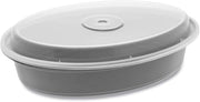 Pactive OC32B Versatainer Containers, Oval, 9.1 X 6.7 X 1.9, Black/clear, 150/carton